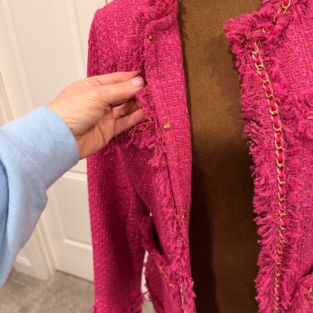 Pink Chanel-ish Jacket by Boston Proper - sz 6 - Picture 3 of 4